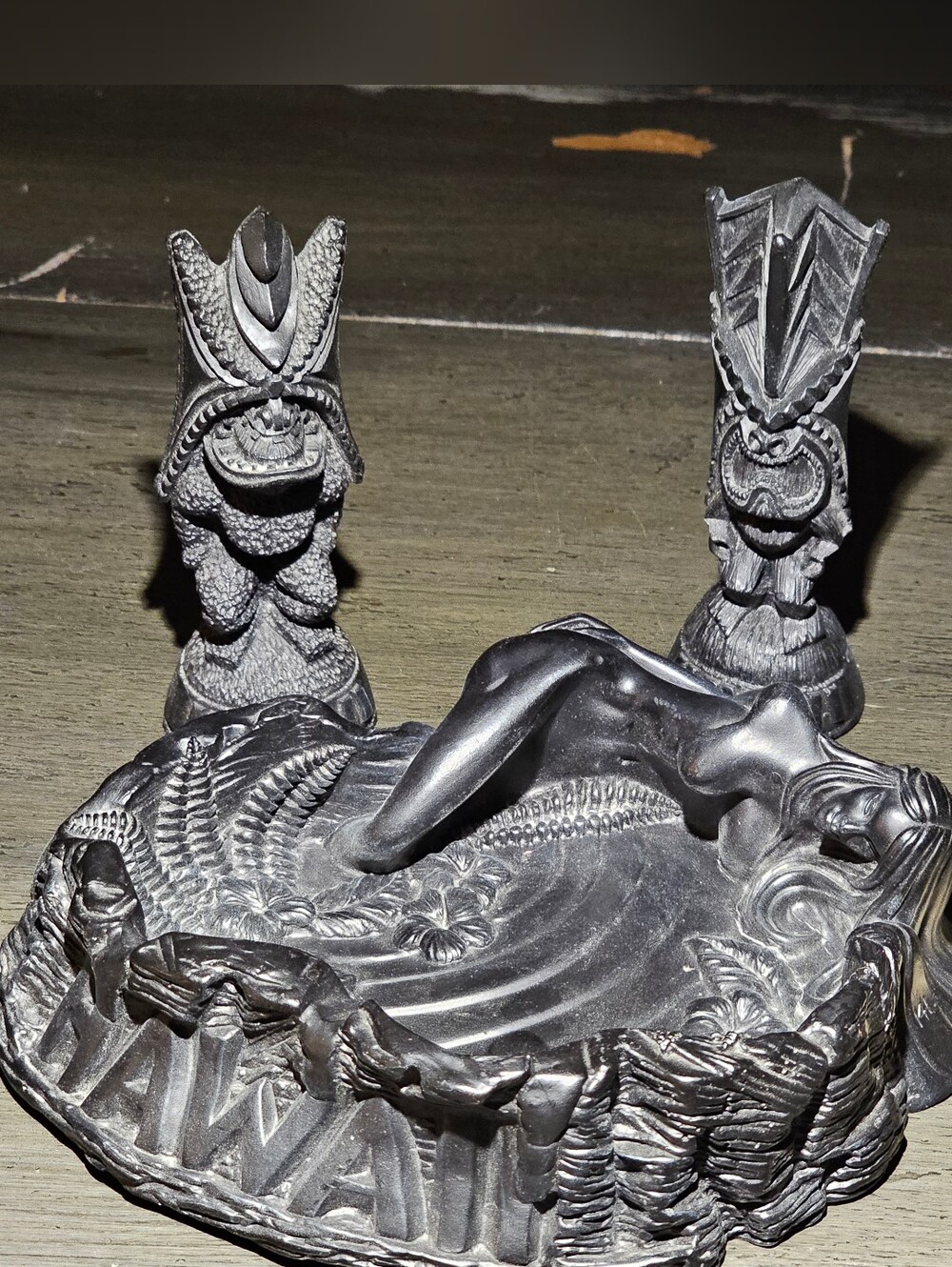 RareVintage 3 Pc LAVA CocoJoe's Polynesian Girl Tray w/ Two Lava Totems